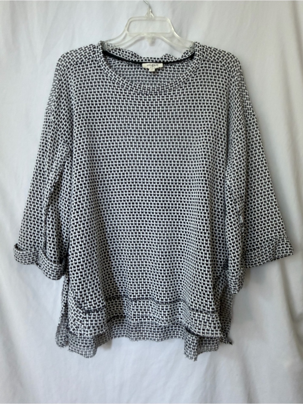 Umgee Black White Check Tunic Top Business Casual M